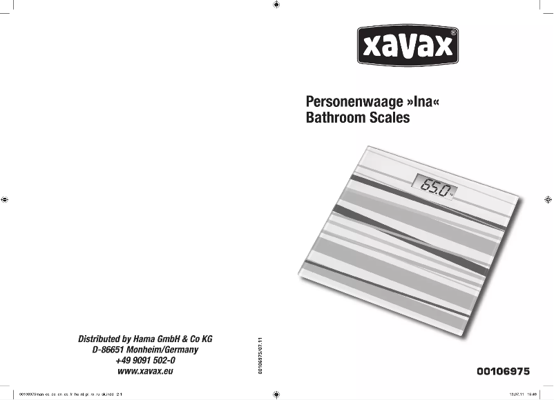 Page 1 de la notice Manuel utilisateur Xavax 00106975