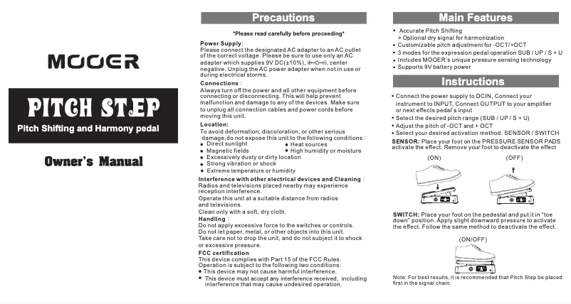 Página 1 del manual Manual de usuario Mooer Pitch Step