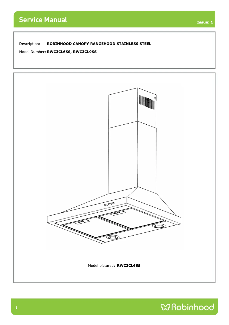Page 1 de la notice Manuel utilisateur Robinhood RWC 900