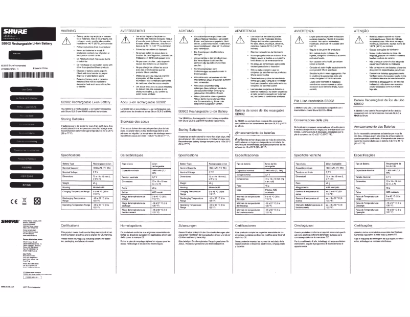 Página 1 del manual Manual de usuario Shure SB902