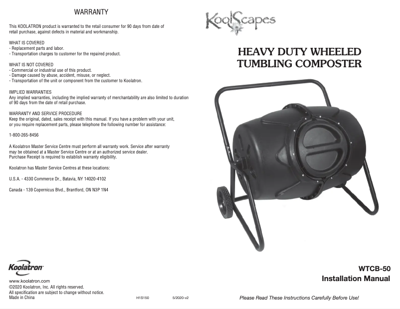 Page 1 de la notice Manuel utilisateur KoolScapes WTCB-50