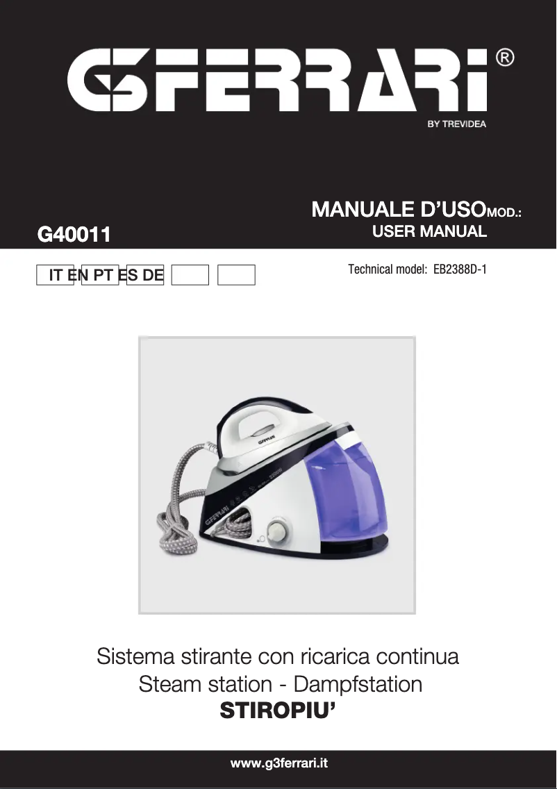 Page n°1 - Manuel utilisateur G3 Ferrari Stiropiù G40011