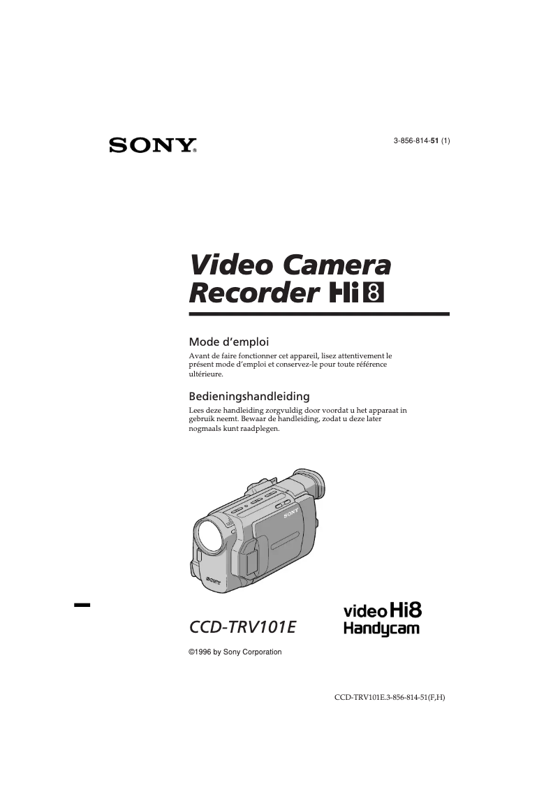 Page 1 de la notice Manuel utilisateur Sony CCD-TRV101E