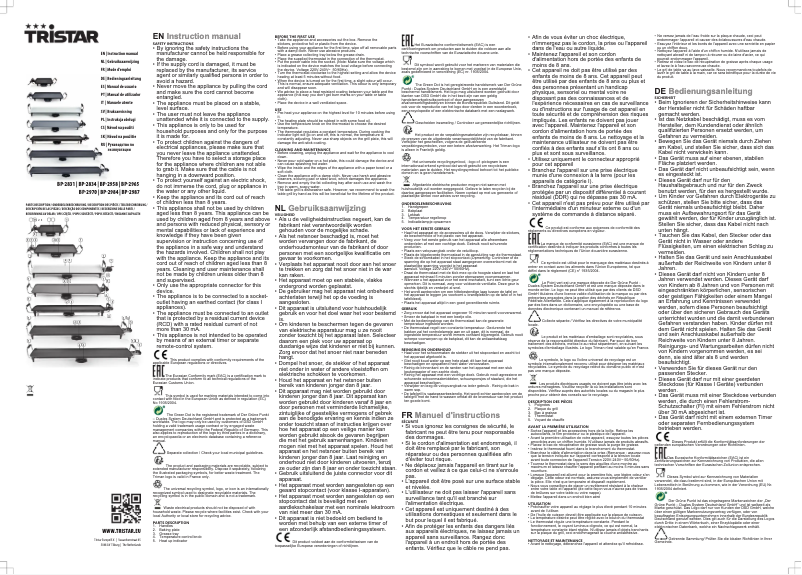 Página 1 del manual Manual de usuario TriStar BP-2965