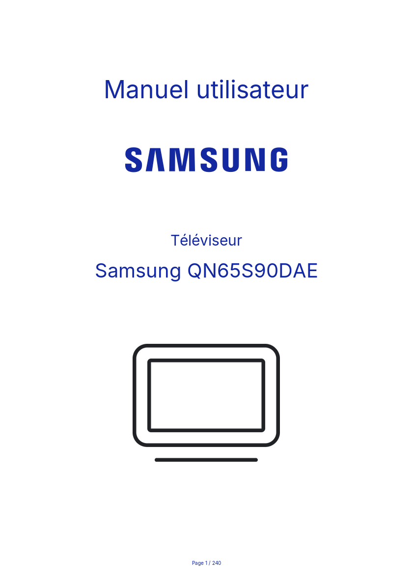 Page 1 de la notice Manuel utilisateur Samsung QN65S90DAE
