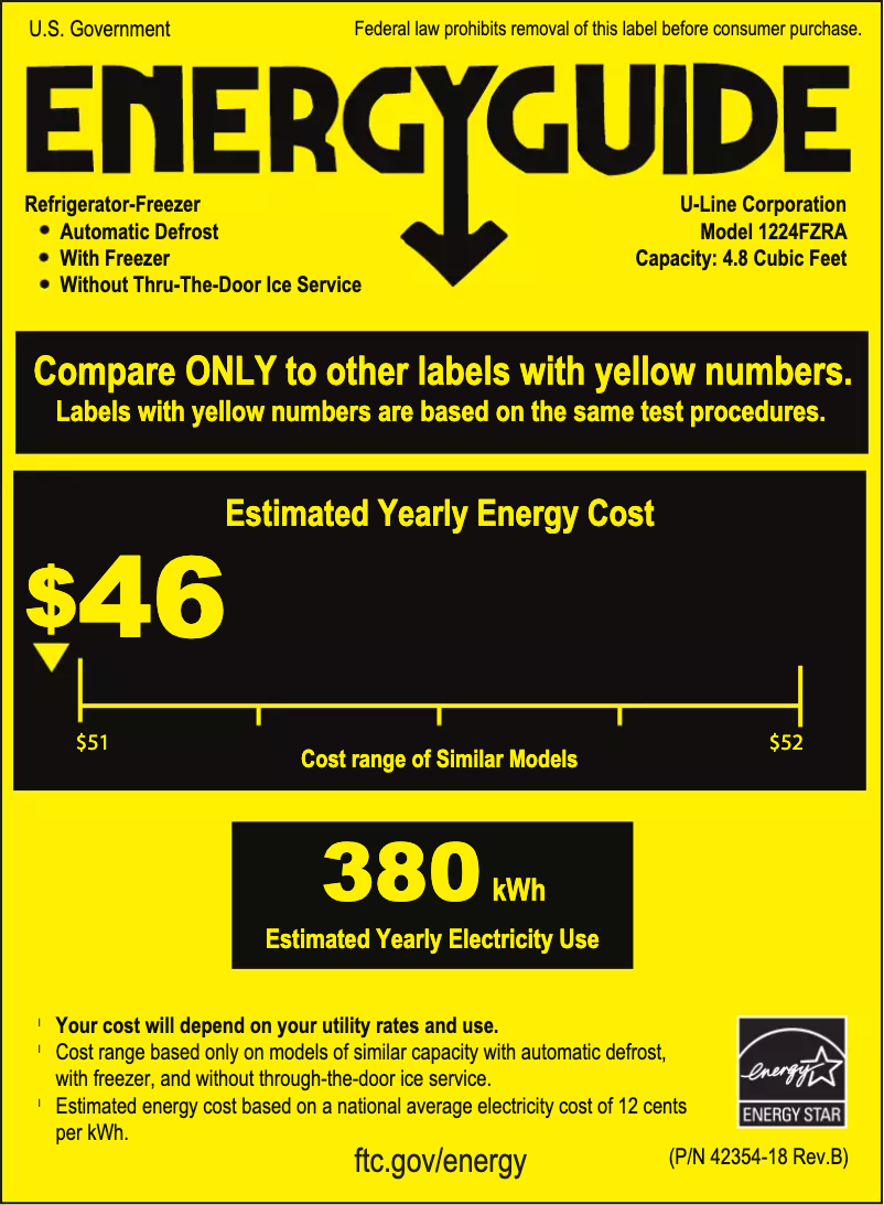 Page n°1 - Label énergétique U-Line U-1224FZROD