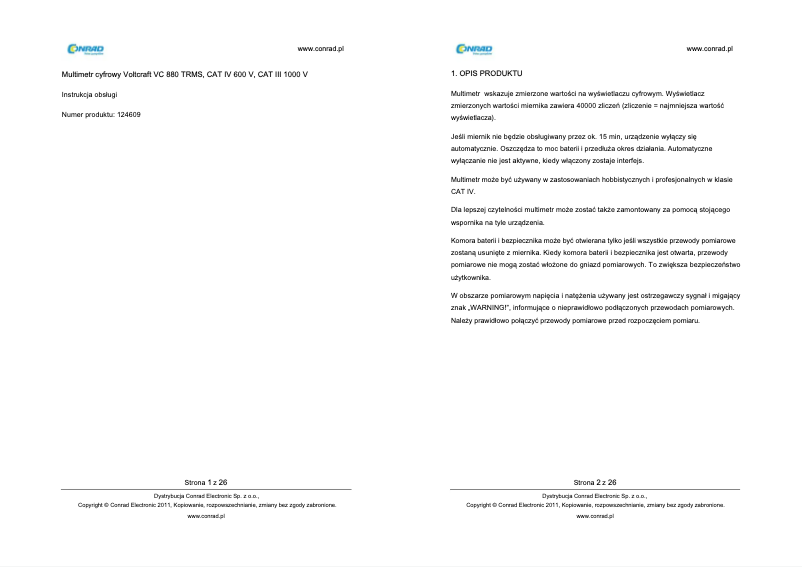 Image de la première page du manuel de l'appareil VC880