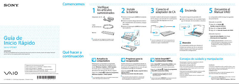 Page n°1 - Guide d'installation Sony Vaio VPCW211AX