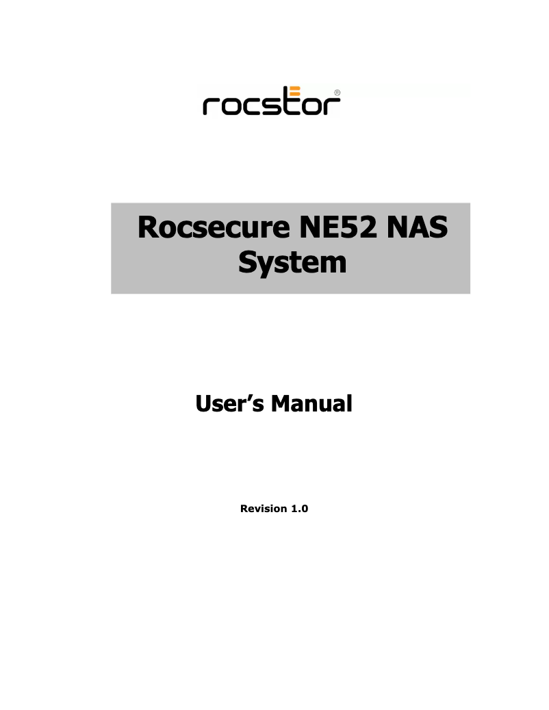 Image de la première page du manuel de l'appareil Rocsecure NE52