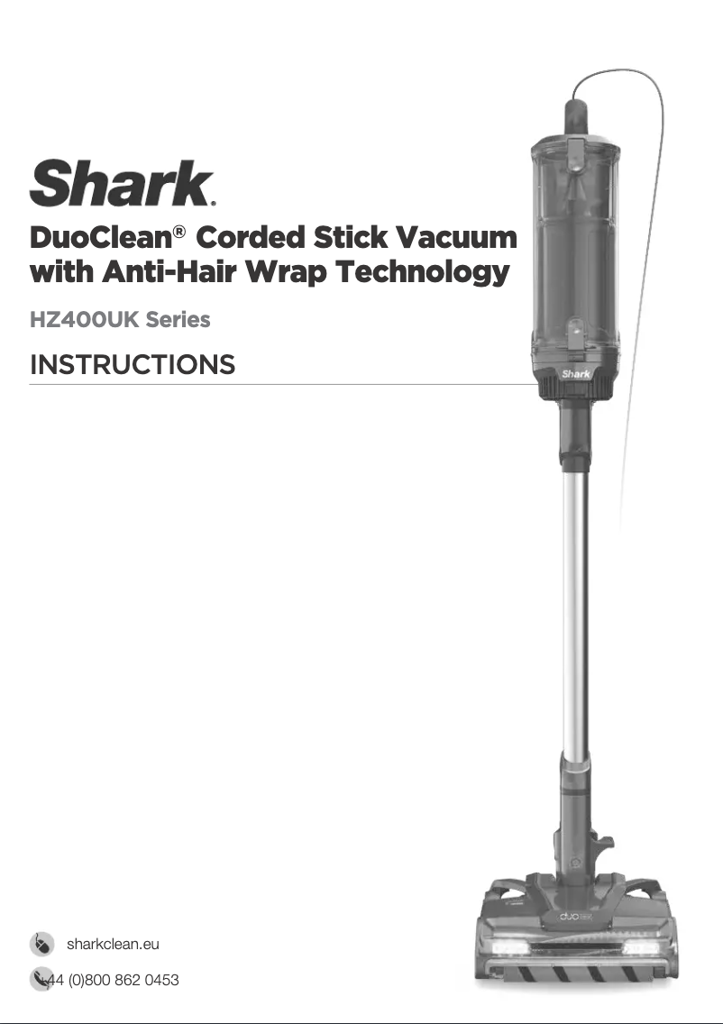 Page 1 de la notice Mode d'emploi Shark DuoClean HZ400UKT