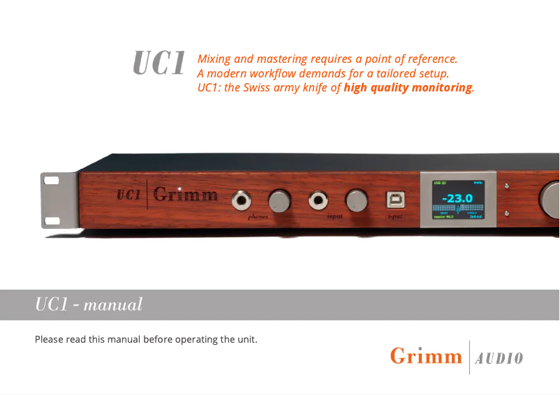 Página 1 del manual Manual de usuario Grimm Audio UC1