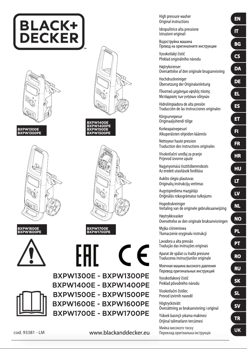 Page n°1 - Manuel utilisateur Black & Decker BXPW1500E