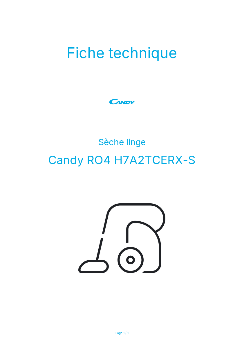 Image de la première page du manuel de l'appareil RO4 H7A2TCERX-S