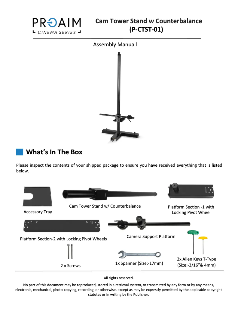 Page 1 de la notice Manuel utilisateur Proaim P-CTST-01