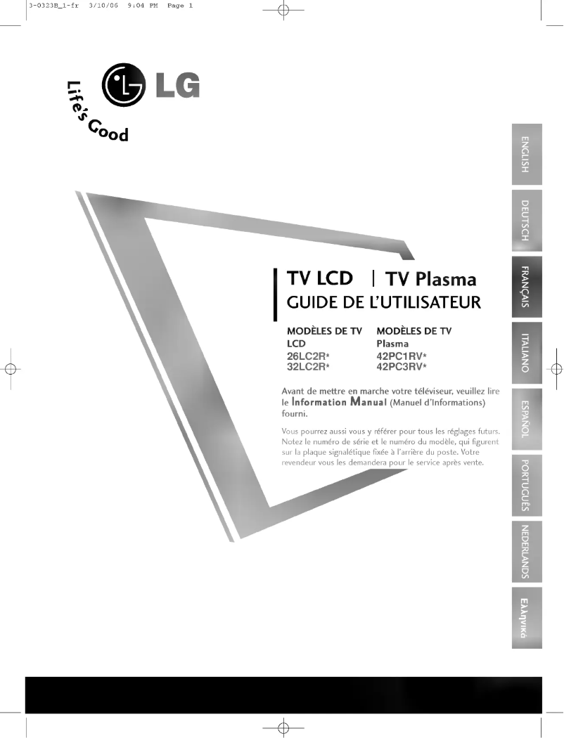 Página 1 del manual Manual de usuario LG 26LC2RA