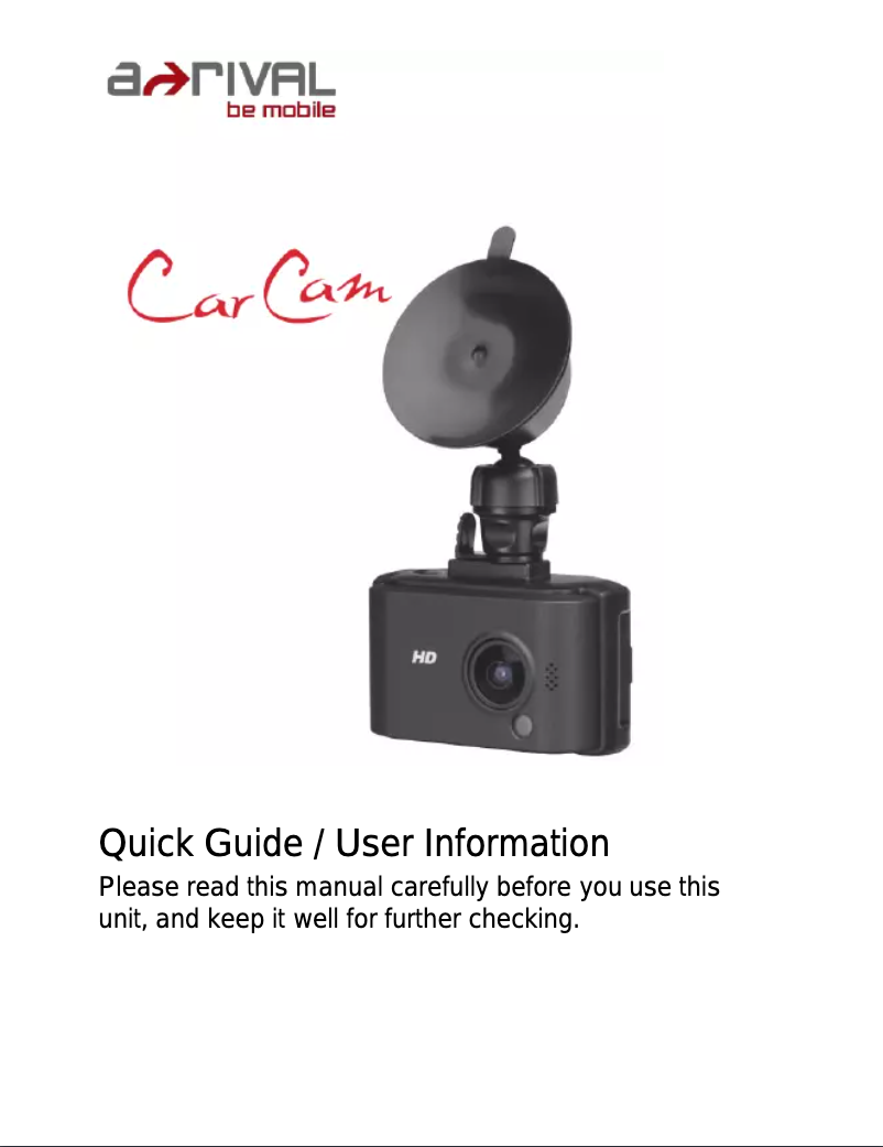 Image de la première page du manuel de l'appareil CarCam