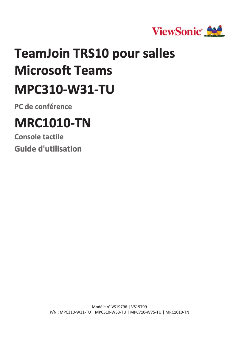 Page 1 de la notice Manuel utilisateur Viewsonic MPC310