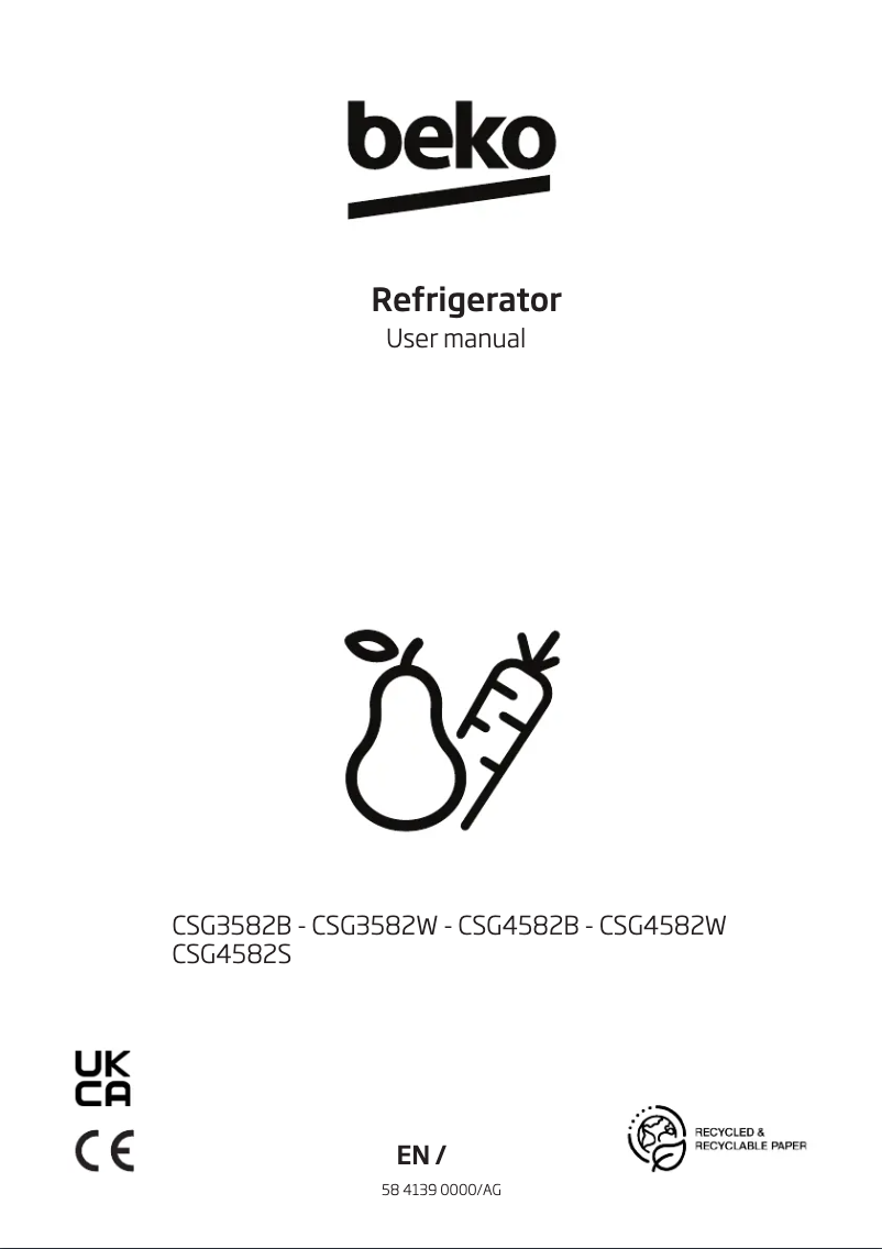 Page 1 de la notice Manuel utilisateur Beko CSG4582B