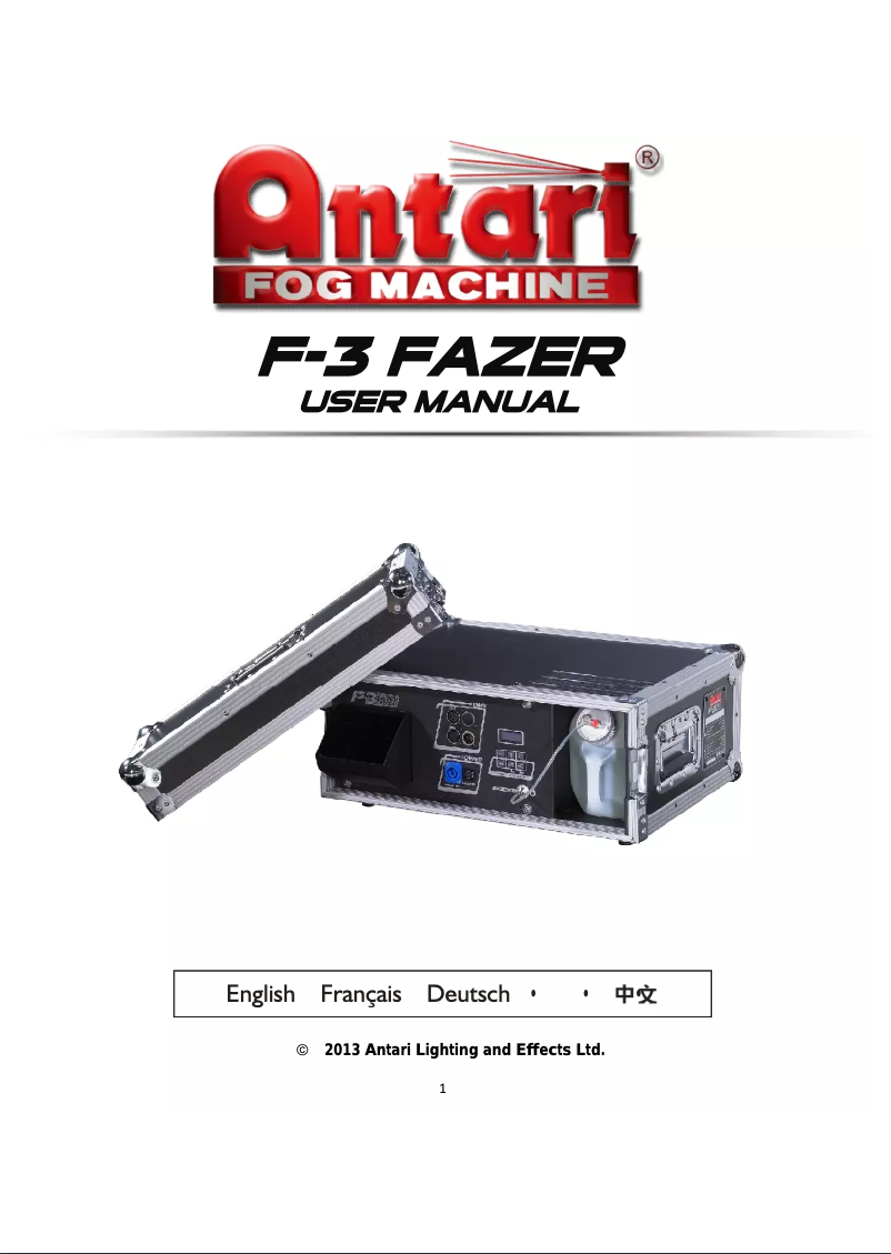 Page n°1 - Manuel utilisateur Antari F-3 Fazer