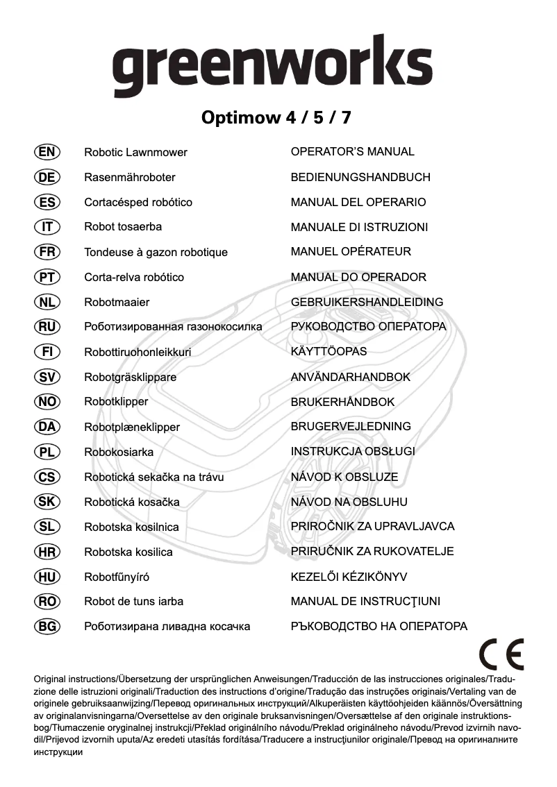 Página 1 del manual Manual de usuario Greenworks Optimow 4