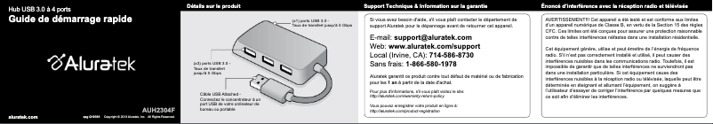 Page 1 de la notice Manuel utilisateur Aluratek AUH2304F