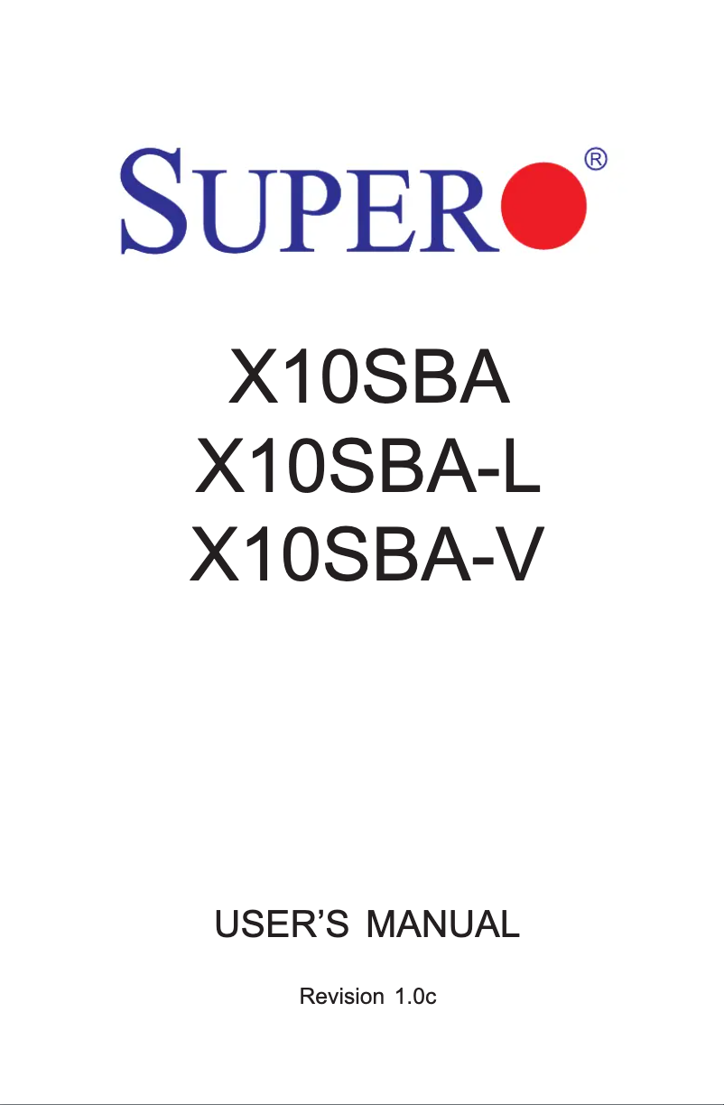 Page 1 de la notice Manuel utilisateur Supermicro X10SBA-L