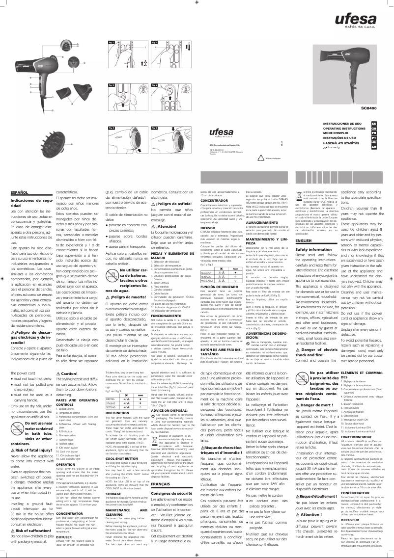 Page 1 de la notice Manuel utilisateur Ufesa SC8400