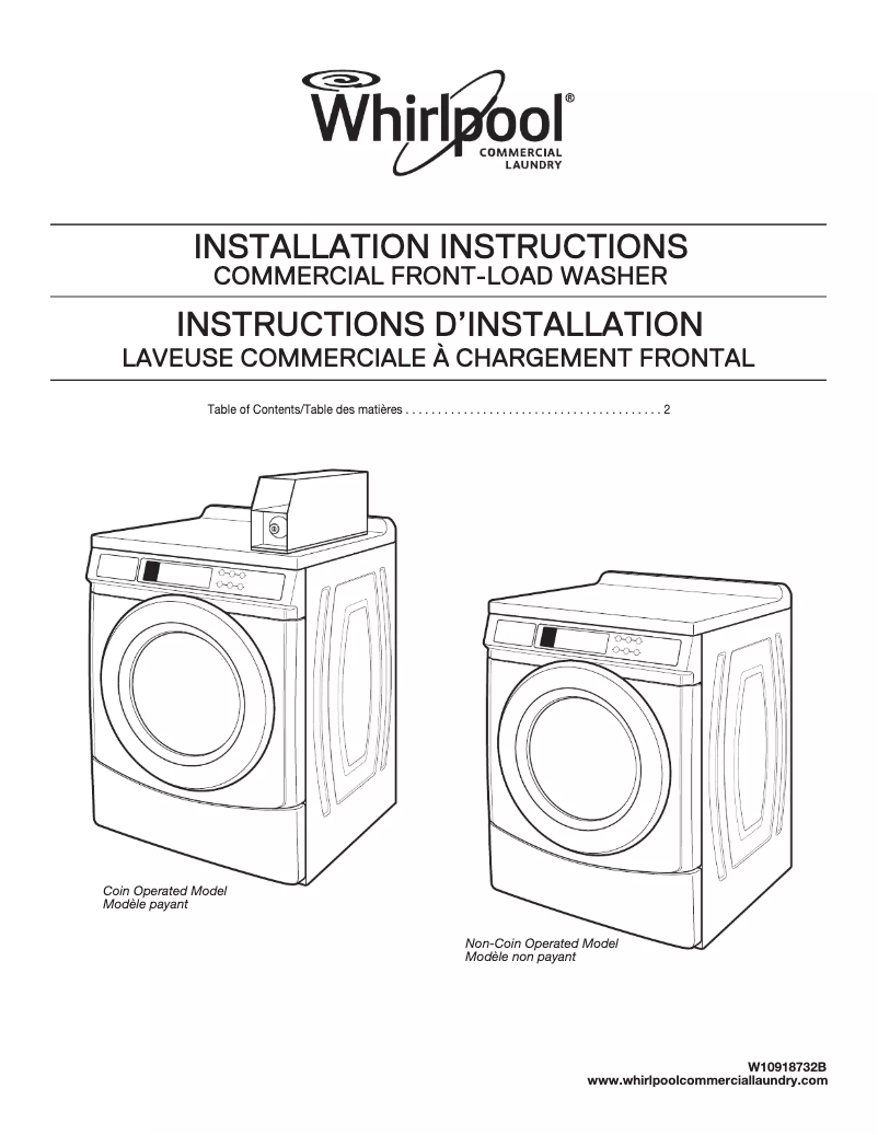 Page n°1 - Guide d'installation Whirlpool CHW9150GW