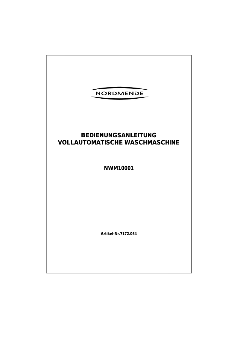 Page n°1 - Manuel utilisateur Nordmende NWM10001