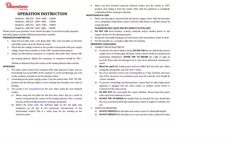 Page 1 de la notice Manuel utilisateur Ramtons RM/337