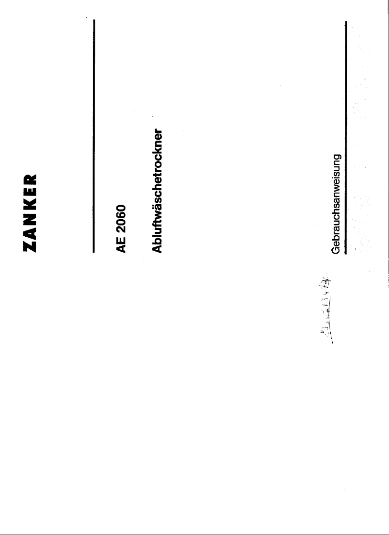 Page 1 de la notice Manuel utilisateur Zanker AE2060