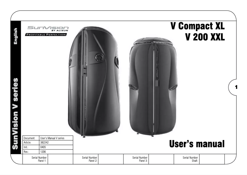 Image de la première page du manuel de l'appareil SunVision V 200 XXL