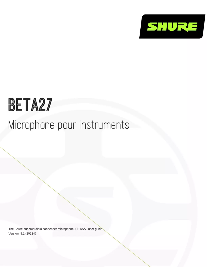 Page n°1 - Manuel utilisateur Shure BETA 27