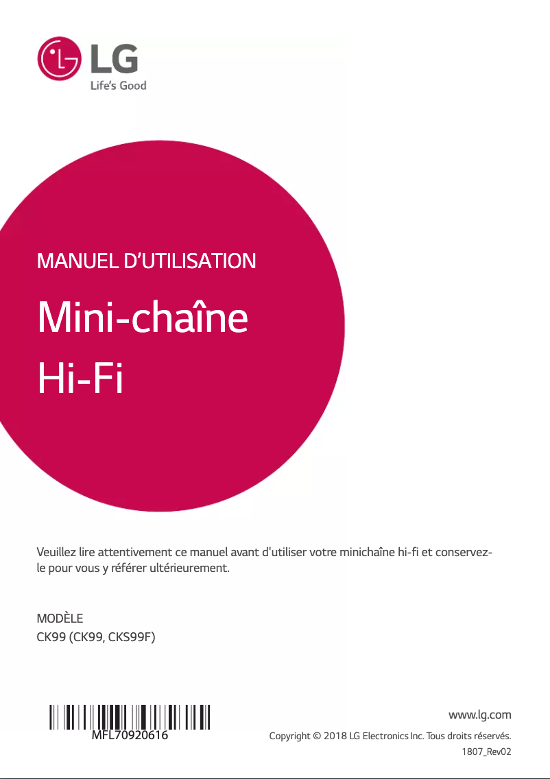 Image de la première page du manuel de l'appareil CK99