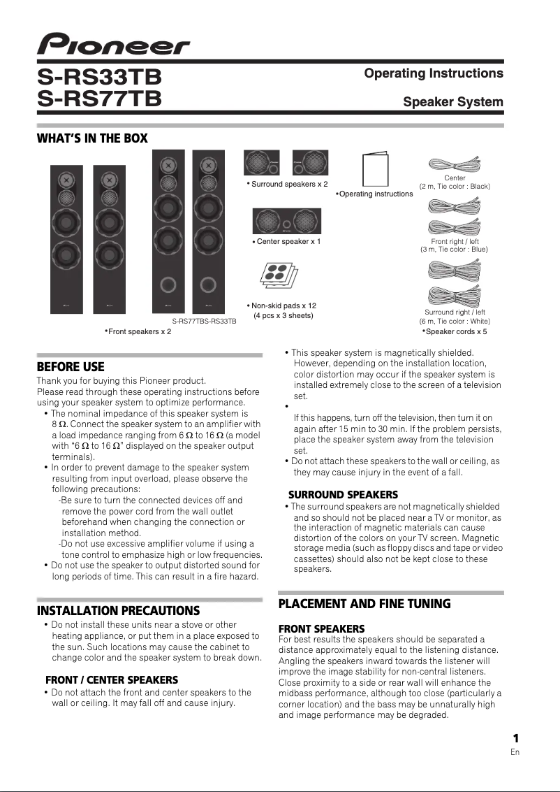 Image de la première page du manuel de l'appareil S-RS77TB
