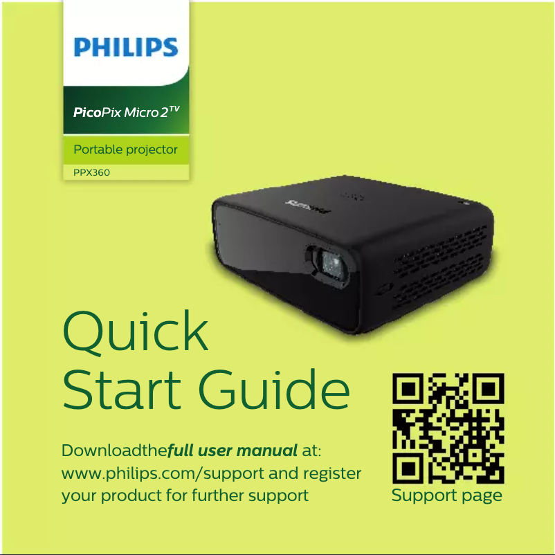 Page n°1 - Guide de démarrage rapide Philips Picopix Micro 2Tv PPX360