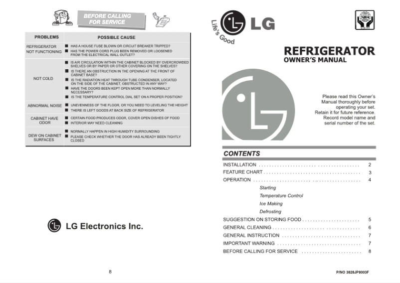 Page 1 de la notice Manuel utilisateur LG GN-191SL
