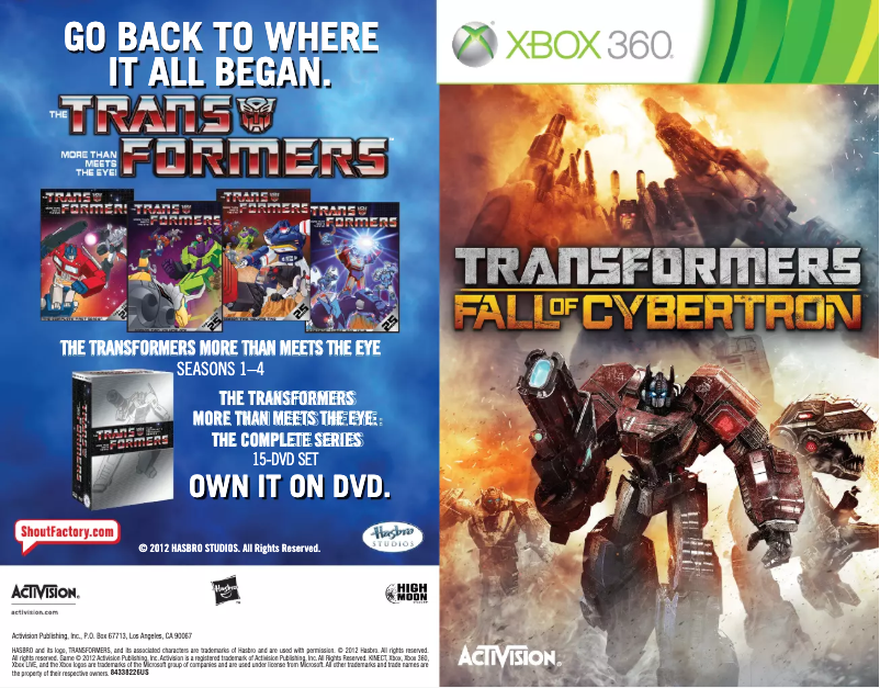 Page 1 de la notice Manuel utilisateur Microsoft Transformers - Fall of Cybertron (Xbox 360)