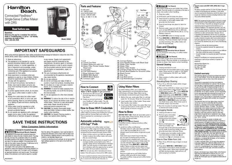 Image de la première page du manuel de l'appareil Connected FlexBrew 49968