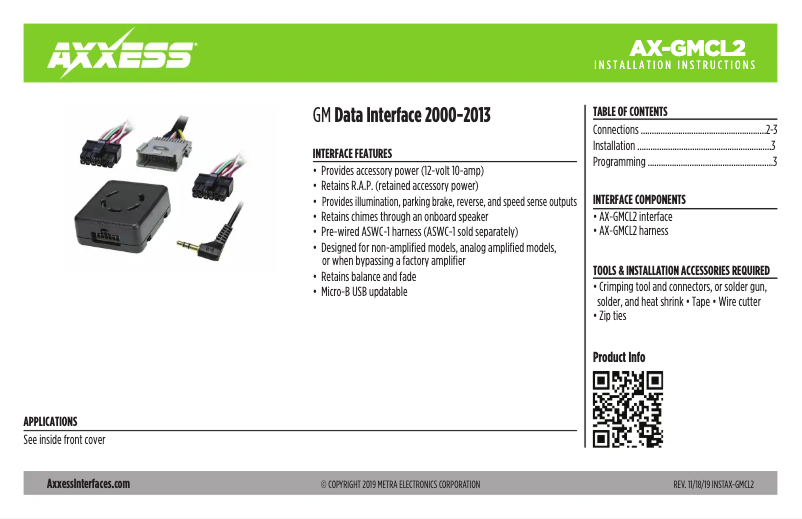 Image de la première page du manuel de l'appareil AX-GMCL2