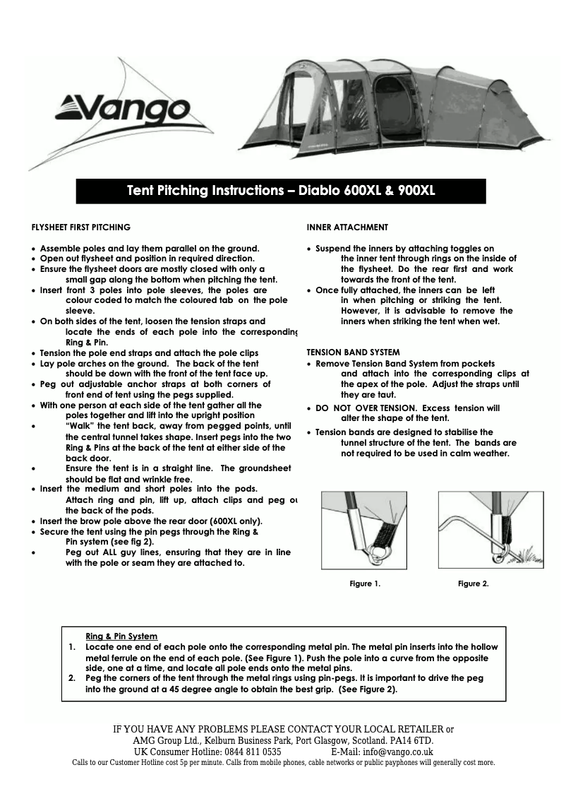 Page n°1 - Manuel utilisateur Vango Diablo 600 XL
