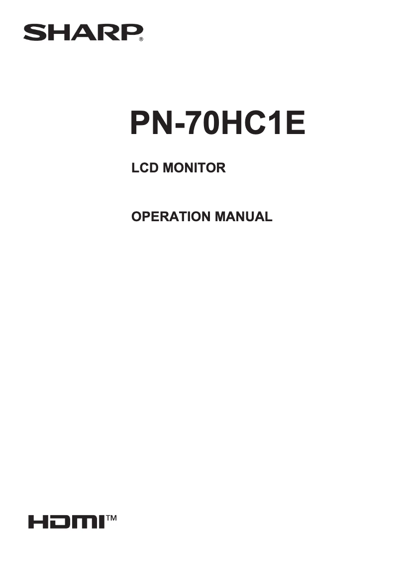 Page n°1 - Manuel utilisateur Sharp PN-70HC1E
