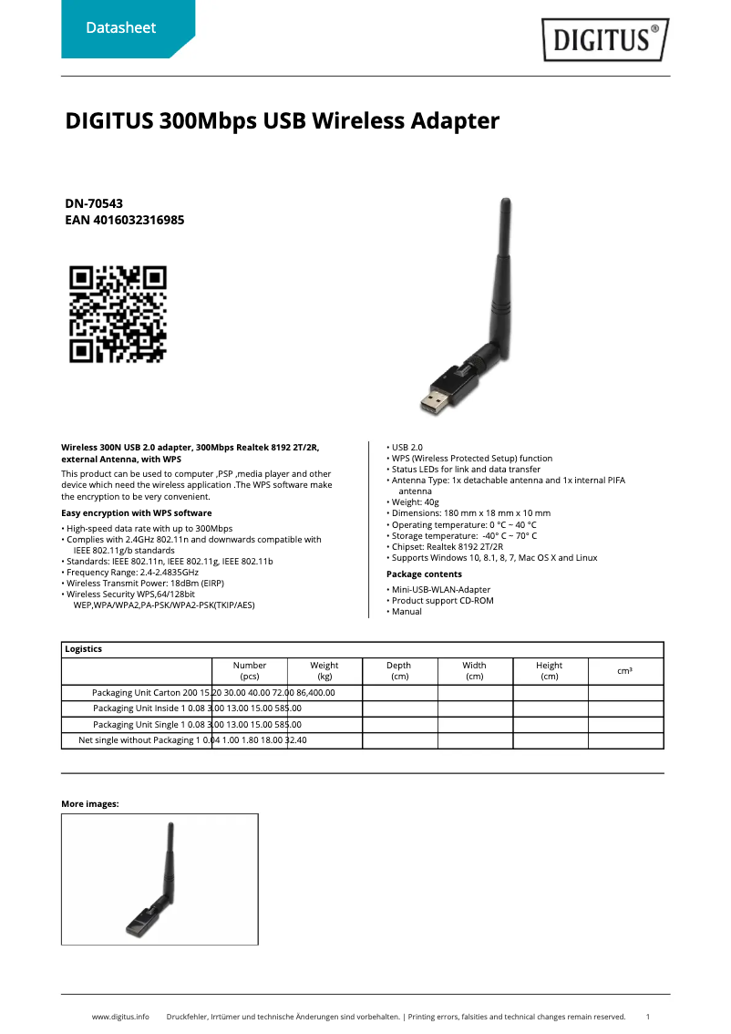 Page n°1 - Fiche technique Digitus DN-70543
