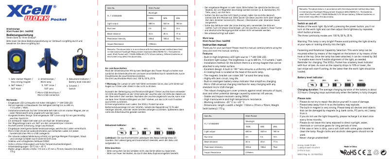 Image de la première page du manuel de l'appareil Work Pocket 144590