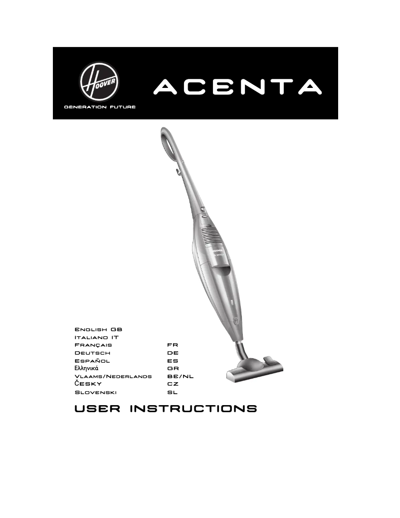 Page 1 de la notice Manuel utilisateur Hoover Acenta SCS 780 E