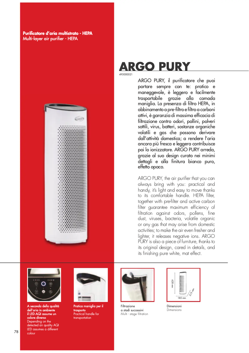 Page 1 de la notice Manuel utilisateur Argoclima Pury