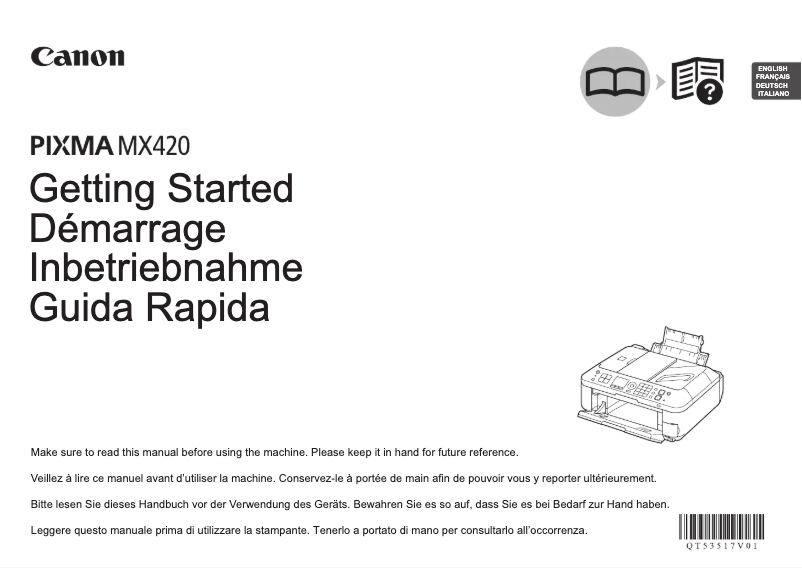 Page 1 de la notice Manuel utilisateur Canon Pixma MX420