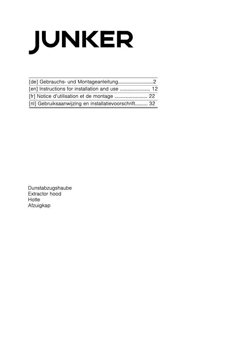 Page n°1 - Manuel utilisateur Junker JD66WW50