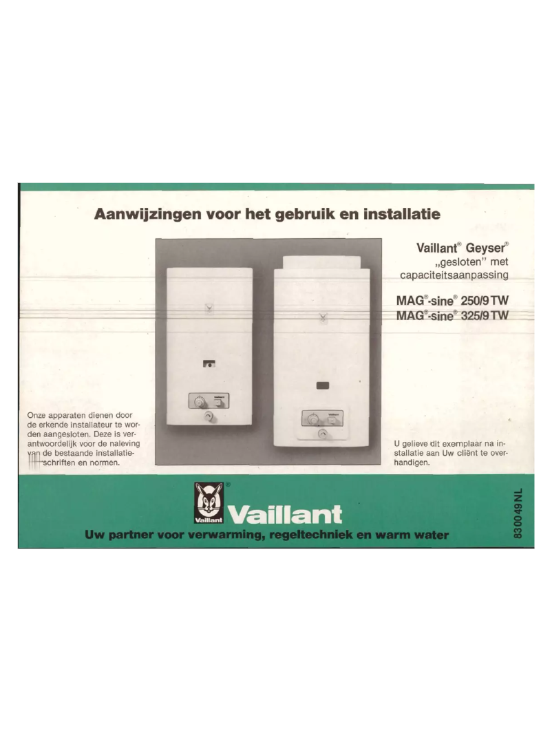 Page n°1 - Manuel utilisateur Vaillant MAG-sine 250/9 TW