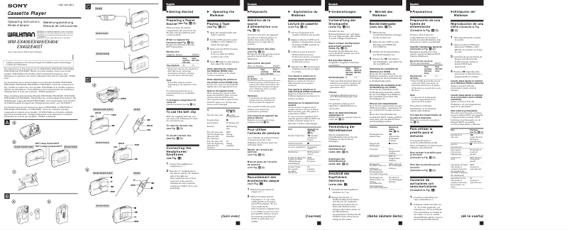 Page 1 de la notice Manuel utilisateur Sony WM-EX406